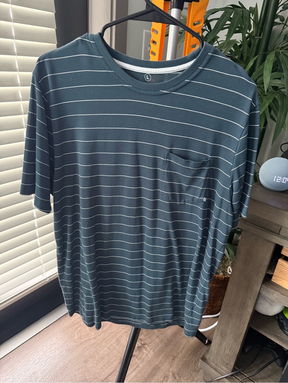 Free Fly Apparel Men's Dark Teal Stripe Pocket Tee